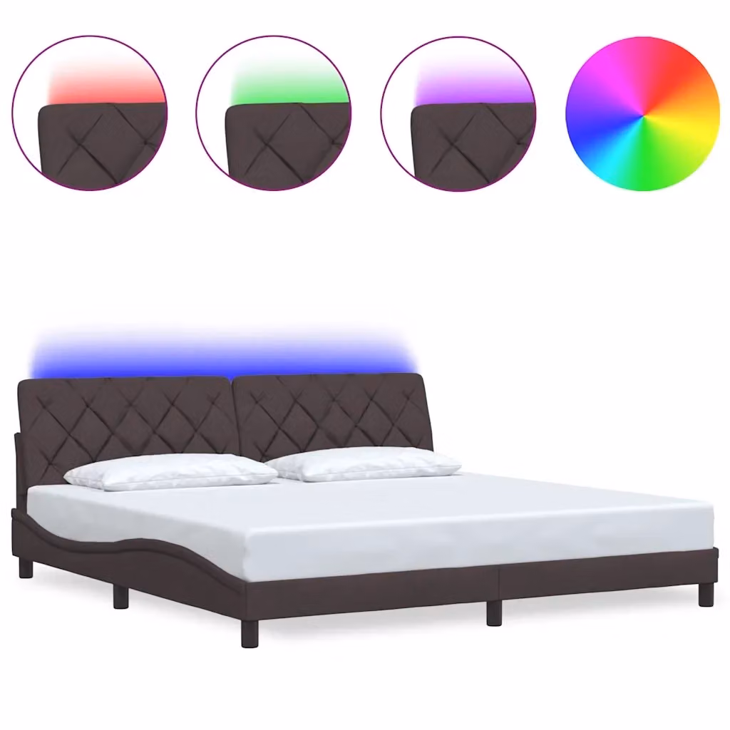 Letto con struttura imbottita vidaXL con illuminazione LED e porta USB in tessuto, L/P/H: 200 x 205 x 218 cm – 2