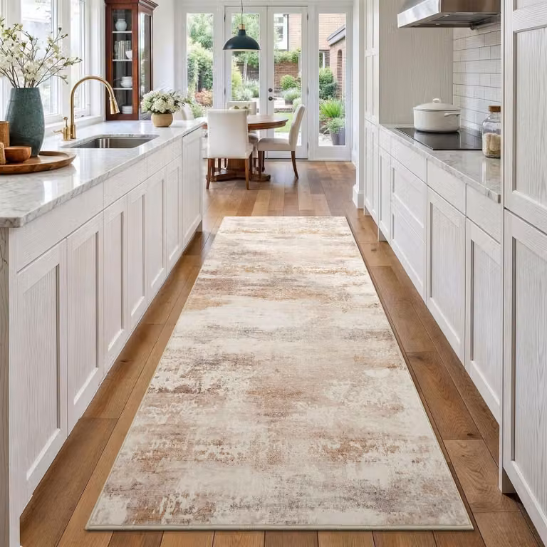Tappeto moderno astratto - Beige, 60 x 180 cm