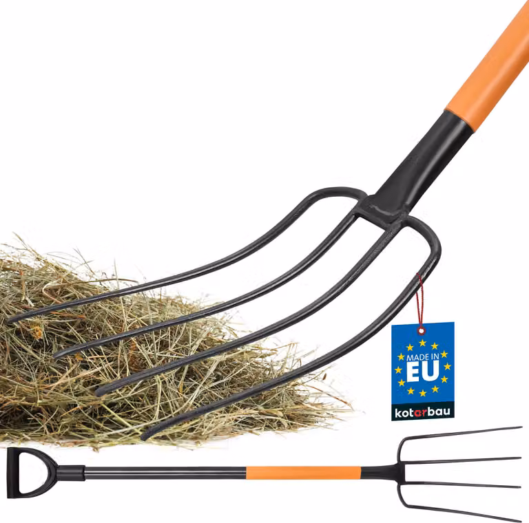 KOTARBAU® Forca per letame a 4 rebbi da 120 cm con manico in metallo per il giardino e l'agricoltura