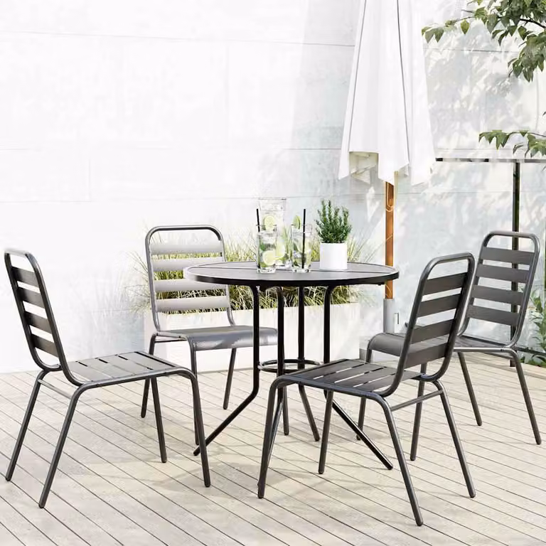 Set di 5 sedie da giardino impilabili vidaXL in acciaio verniciato antracite