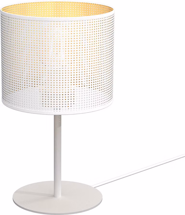 Lampada da tavolo Loft paralume bianco Ø18cm rete con interno oro Paralume Loft 1xE27 15W Luminex