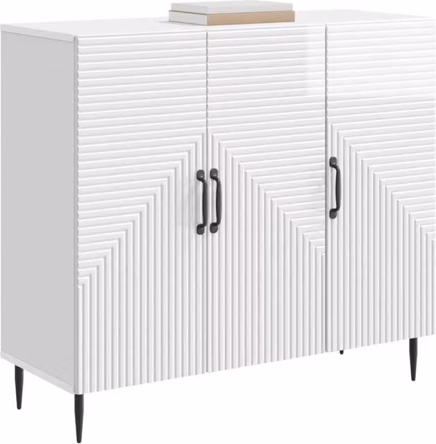 Credenza moderna Design In in legno MDF bianco lucido, L 89 cm x P 34,5 cm x H 80 cm