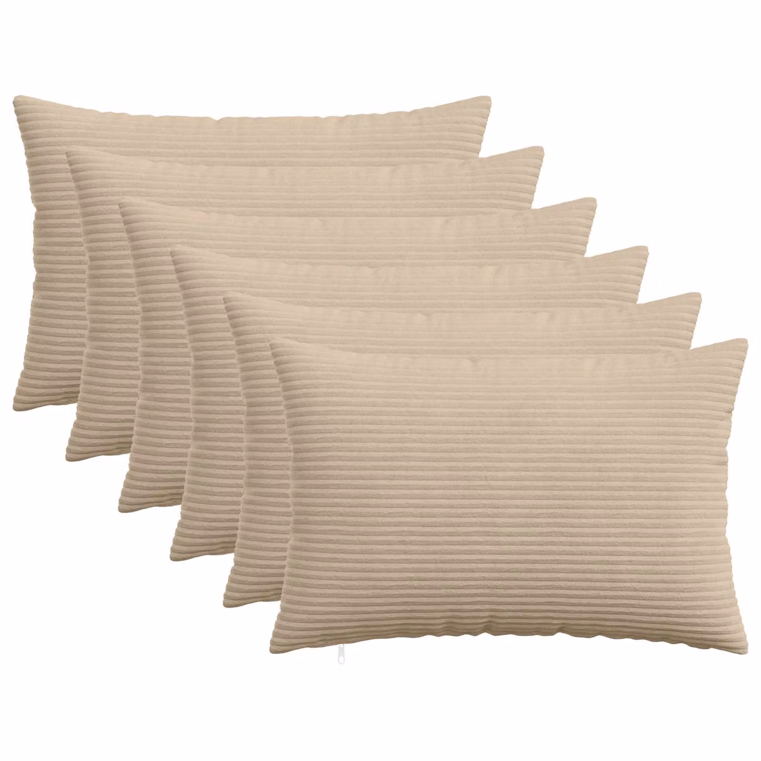 Set di 6 federe vidaXL HEERLEN in velluto a coste, colore tortora, L 50 cm x P 80 cm
