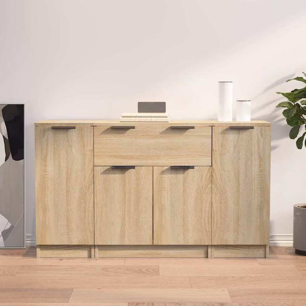 Set di 3 credenze vidaXL in legno multistrato color rovere sonoma