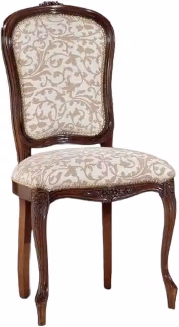 Sedia imbottita in legno di faggio intagliata con fregi floreali e braccioli marrone - Mobili 2G – 3
