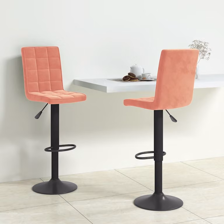 Set di 2 sgabelli da bar vidaXL in velluto rosa con base girevole a 360 gradi