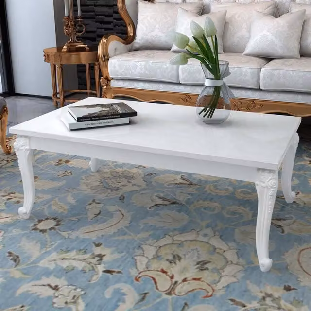 Tavolino da salotto rettangolare vidaXL bianco lucido L: 65 cm, P: 65 cm, H: 42 cm