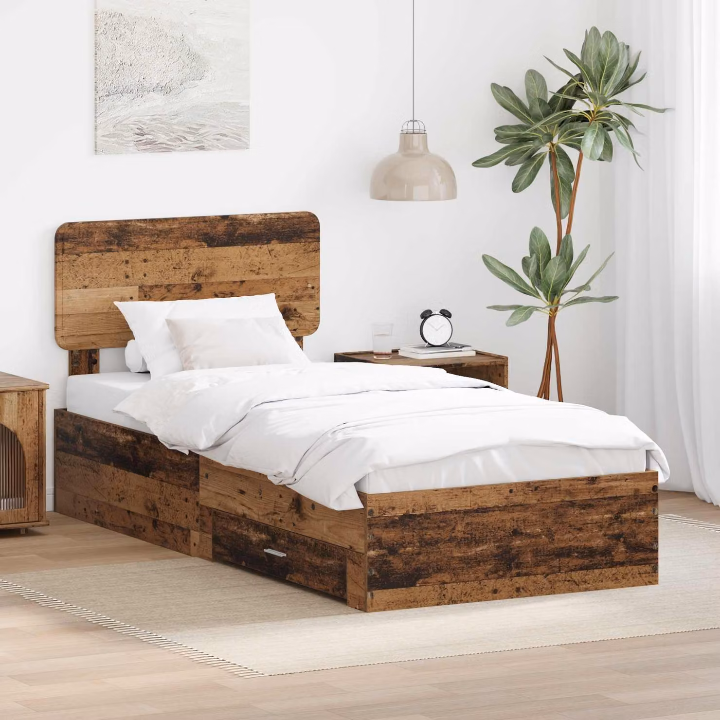 Struttura del letto con cassetto vidaXL in legno marrone, L 100 x P 200 cm