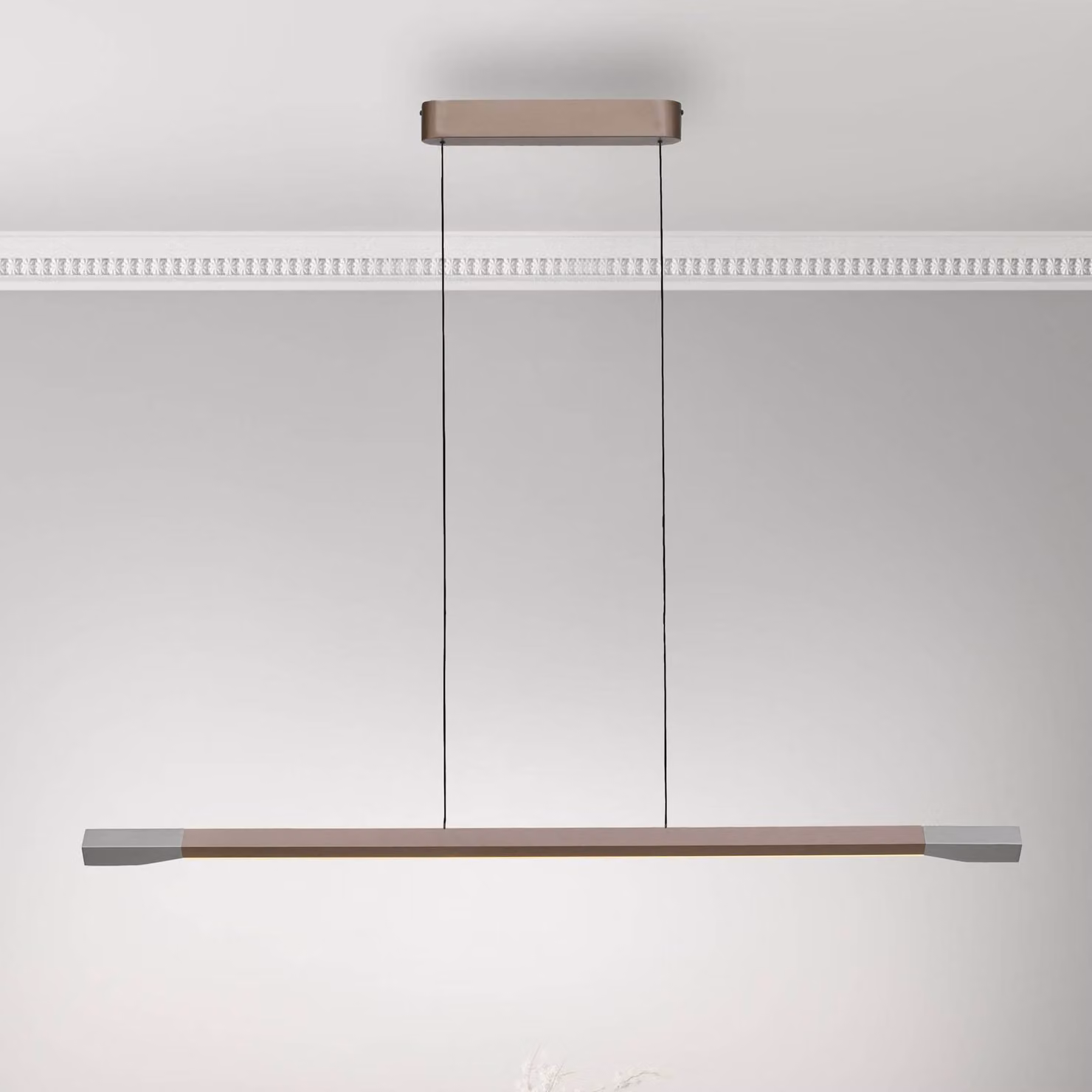 Paul Neuhaus Lampada LED a sospensione Hoop, marrone, 128 cm, dimmerabile, Marrone / Ruggine, Soggiorno / Sala da pranzo, Metallo, Moderno