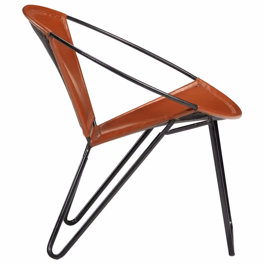 Sedia in vera pelle marrone con braccioli e struttura in metallo lacquered vidaXL – 2