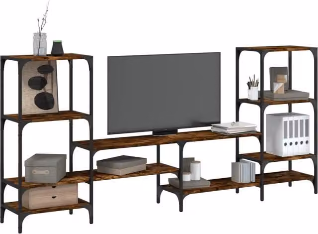 Mobile Porta TV-Mobile per TV-Credenza TV Rovere Fumo 206,5x28,5x95 cm Legno Multistrato