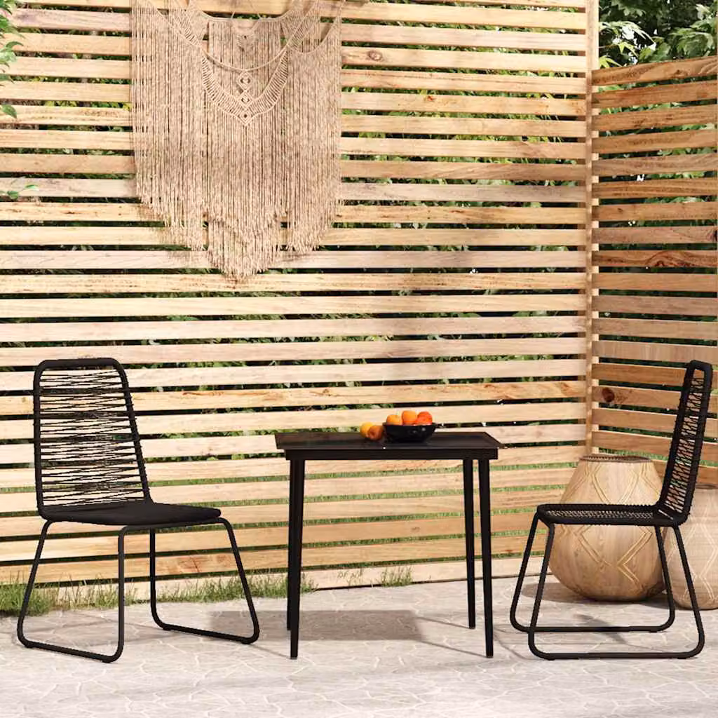 Set Mobili da Giardino Moderno vidaXL in Acciaio Verniciato Nero e Vetro, 3 Pezzi
