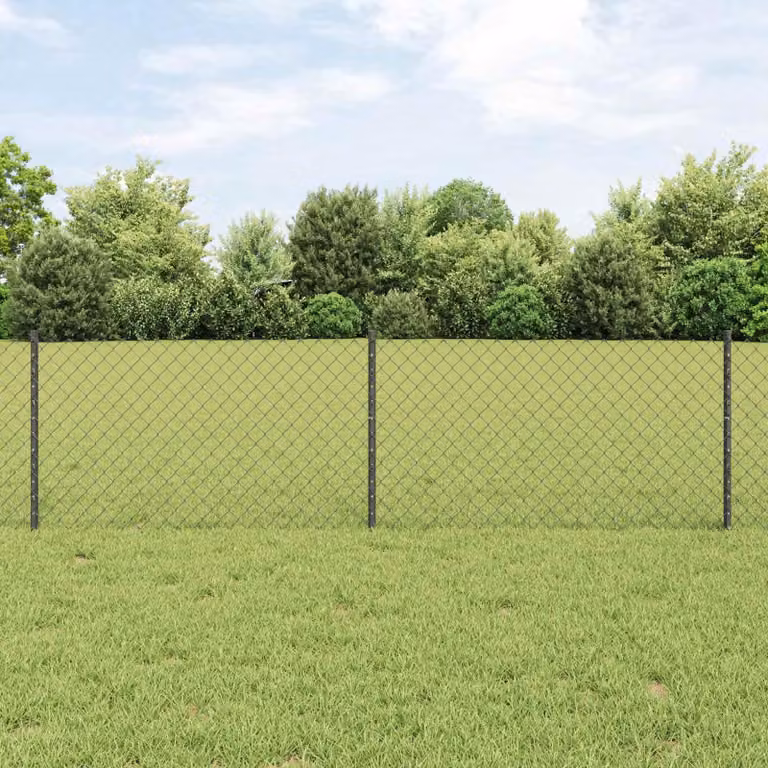 Recinzione a catena vidaXL con pali, 10 x 0,6 m, acciaio rivestito in PVC, grigio