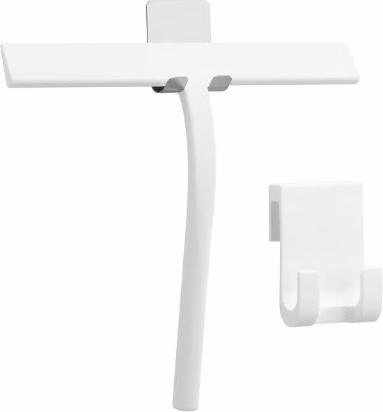 Soffione doccia in silicone e acciaio inossidabile, bianco, monoblocco