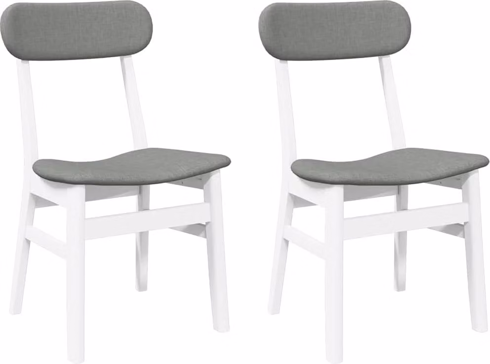 Sedie da Pranzo con Cuscini 2 pz Bianco Legno Massello di Hevea