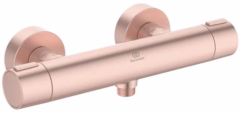 Miscelatore per doccia in alluminio riciclato, con termostato, colore rosa, dimensioni 292x105x72 mm