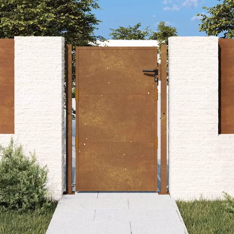Cancello singolo da giardino vidaXL in acciaio color marrone L: 110 cm, H: 125 cm