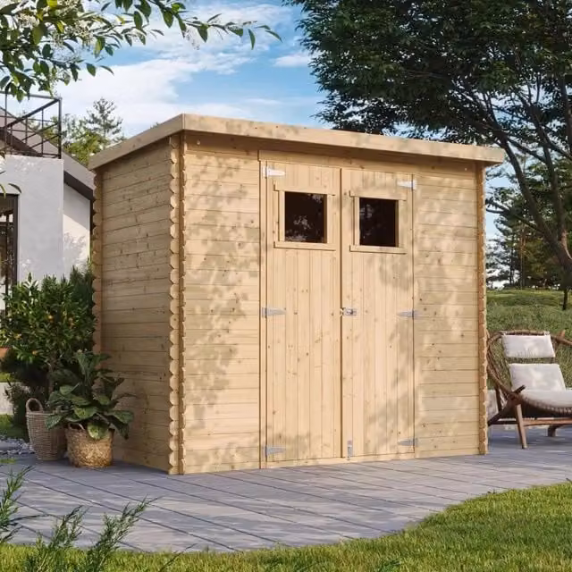 Casetta da giardino in legno Timbela M310 grigia per esterni L: 239 cm, P: 142 cm, H: 200 cm