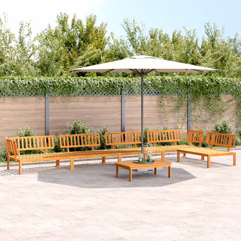 Set Divano da Giardino a L vidaXL in Legno di Acacia Marrone con Cuscini, 6 Pezzi