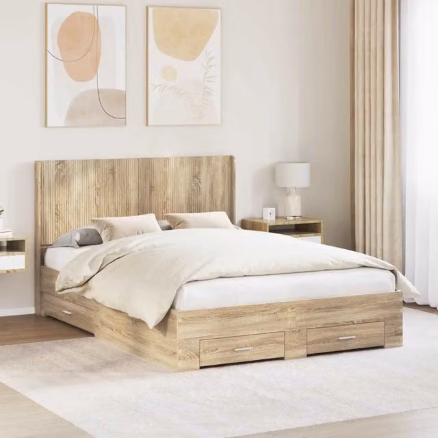 Struttura del letto con stoccaggio e testata Rovere Sonoma 3414111