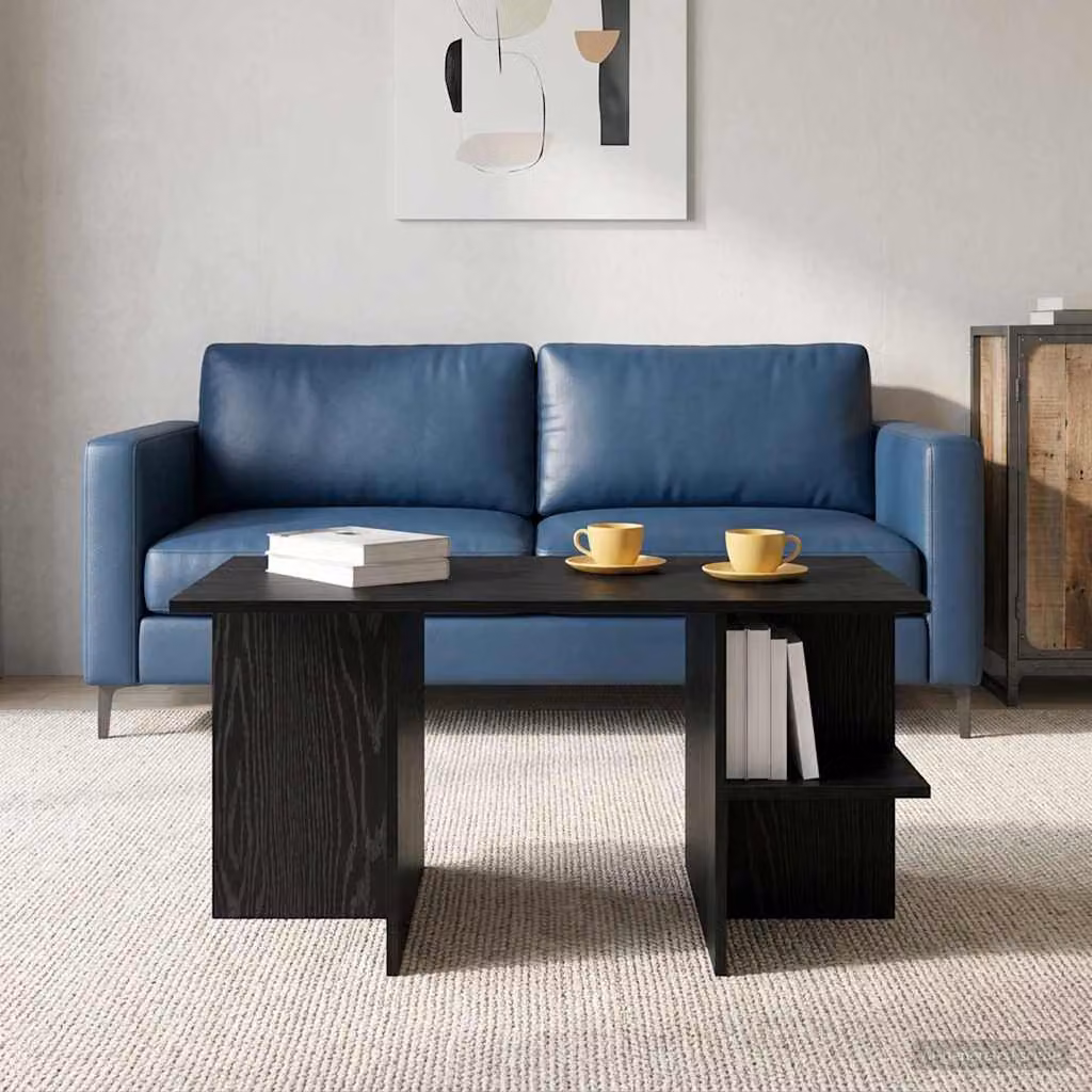 vidaXL Tavolino da salotto moderno in legno nero L: 87 cm, P: 50 cm, H: 45 cm