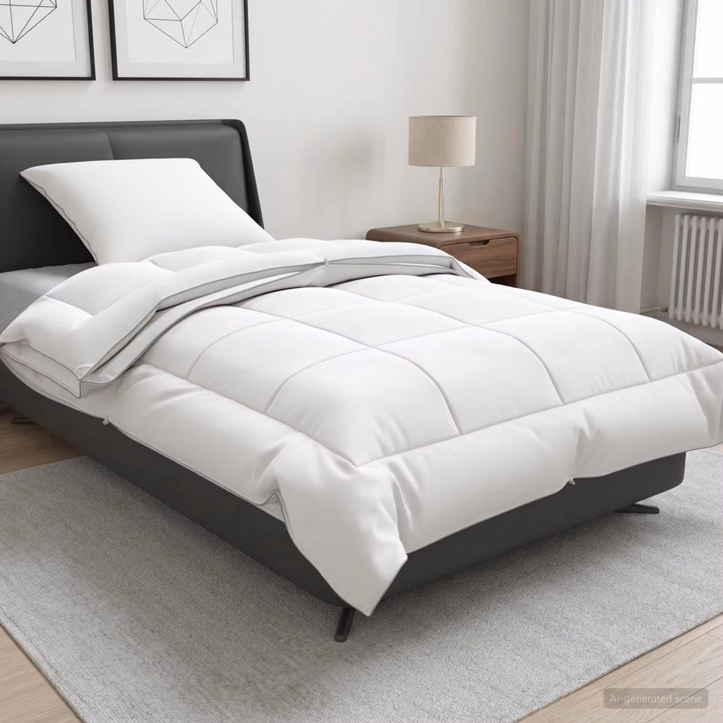 Set di piumone e cuscini 2 pz vidaXL 4 stagioni bianco, lavabile in lavatrice e traspirante