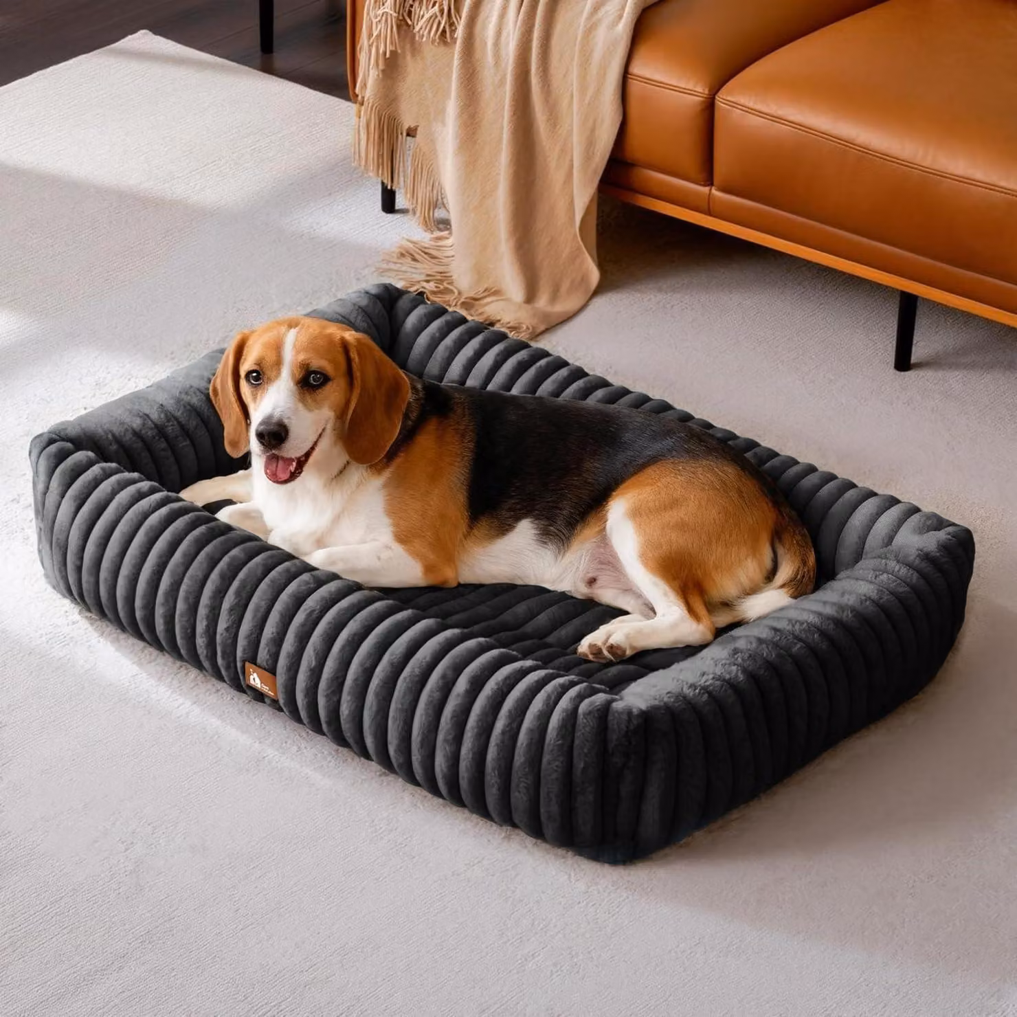 Cuccia per cani  colore nero, dimensioni 92 x 69 x 20 cm, lavabile, imbottitura in memory foam, antiscivolo