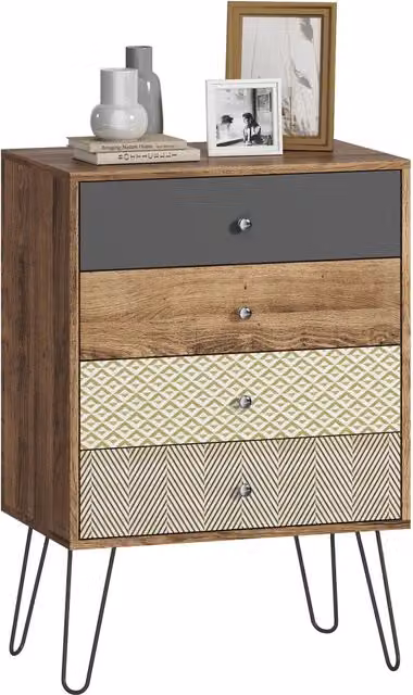 Cassettiera con 4 cassetti ¨C Xylo ¨C Gambe a forcina in acciaio stile bohemien multicolore 60x39x86 cm