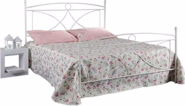 Letto in ferro una piazza e mezza con pediera Bianco ALICE 126x208x h128 cm