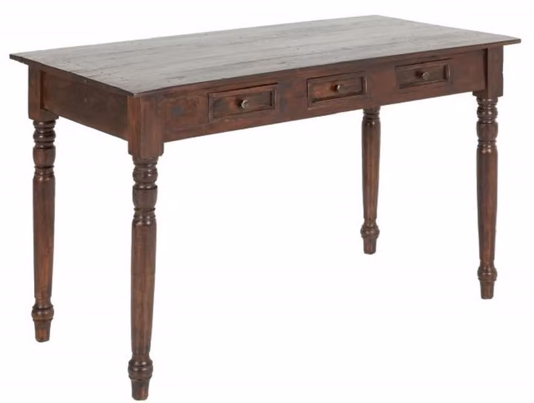 Casa Padrino scrivania in stile country in mogano con 3 cassetti marrone scuro 120 x 58 x H. 76 cm - Mobili da ufficio in stile country