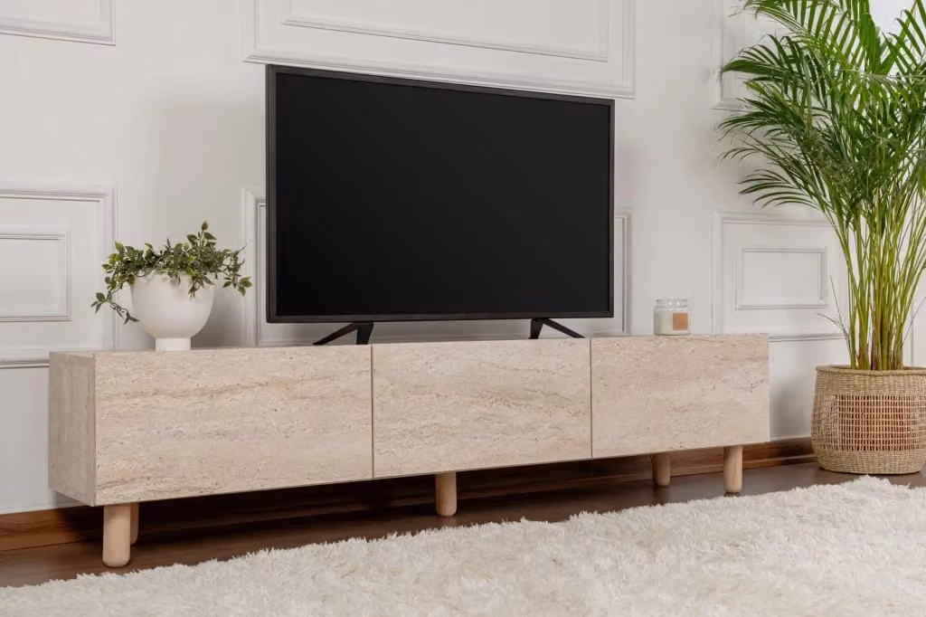Mobile TV Alvin in legno beige L: 180 cm, P: 42 cm, H: 31 cm – 2