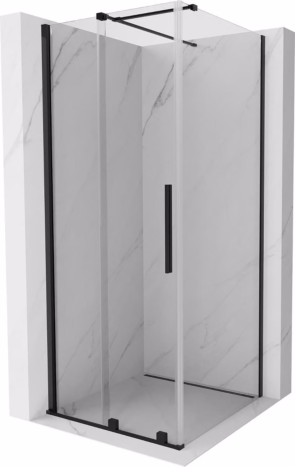 Mexen Velar cabina doccia scorrevole 100 x 100 cm, trasparente, nera - 871-100-100-01-70