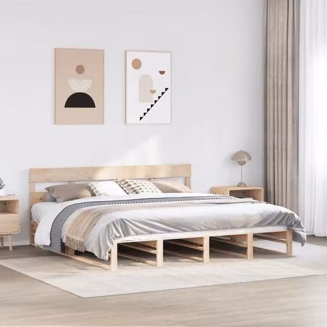 Letto senza materasso in legno massello di pino vidaXL L/P: 200 x 200 cm – 1
