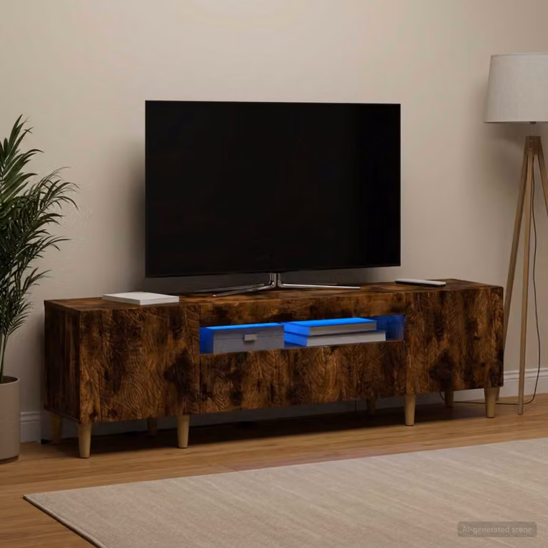 Mobile TV LED vidaXL DELFT in Rovere Fumo con illuminazione integrata, L 153 x P 35 x H 43 cm