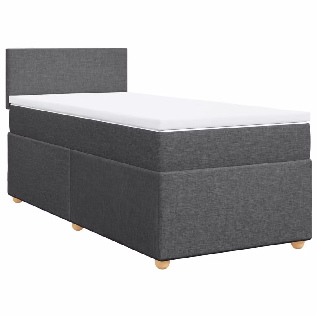 Giroletto a Molle con Materasso Grigio Scuro 100x200 cm Tessuto