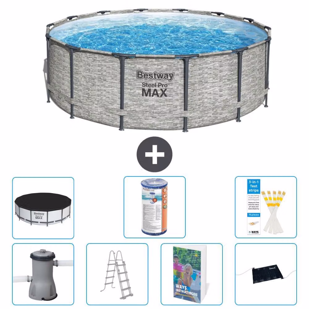 Bestway Steel Pro MAX, piscina in acciaio, forma rotonda - 427x122 cm - composta da 6 parti, modello S619