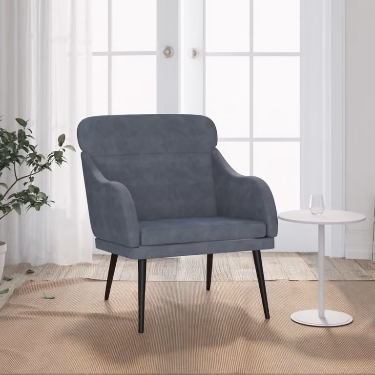 The Living Store poltrona grigio scuro 63x76x80 cm in velluto