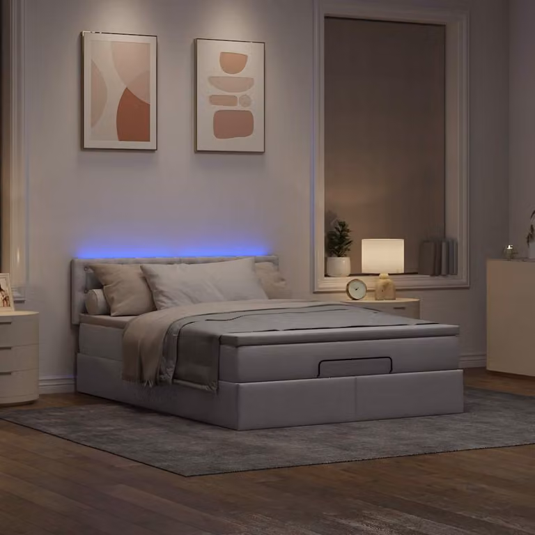 Maison Exclusive - Letto ottomano con materasso e LED Taupe 140x200 cm Tessuto