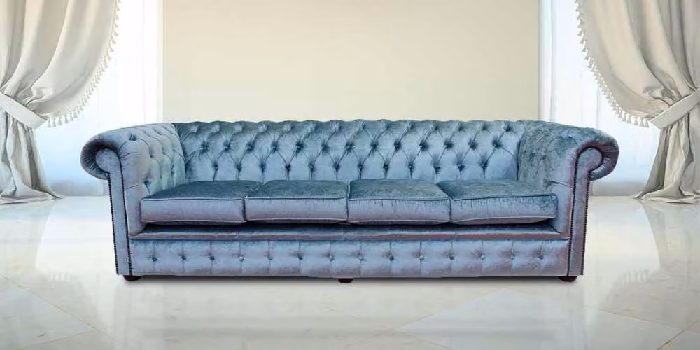 Chesterfield 4 Sitzers Klassische Luxus Barock Rokoko Sofa Couch Leder