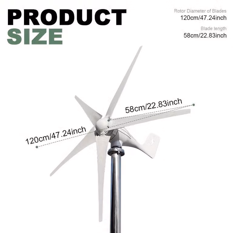 Turbina eolica orizzontale - Generatore eolico - Aerogeneratore - Piccola turbina eolica - Modello da 12V/24V/36V