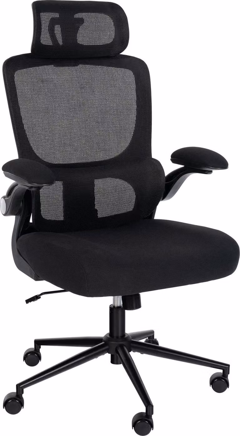 Sedia da ufficio ergonomica - sedia a rotelle - comfort regolabile, incluso il supporto lombare | colore: nero