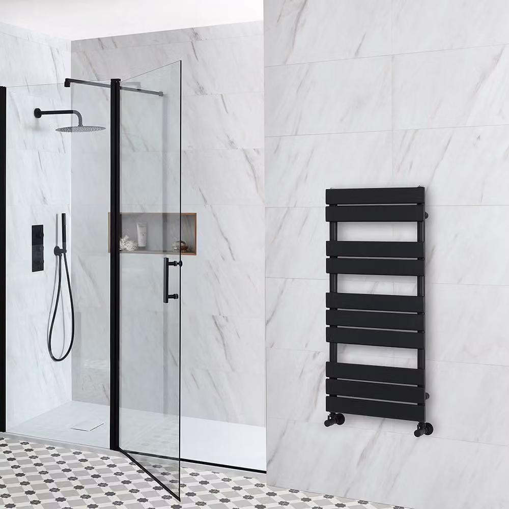 Scaldasalviette Design Nero 975x450mm - Termoarredo Bagno - Stile Moderno - Lustro