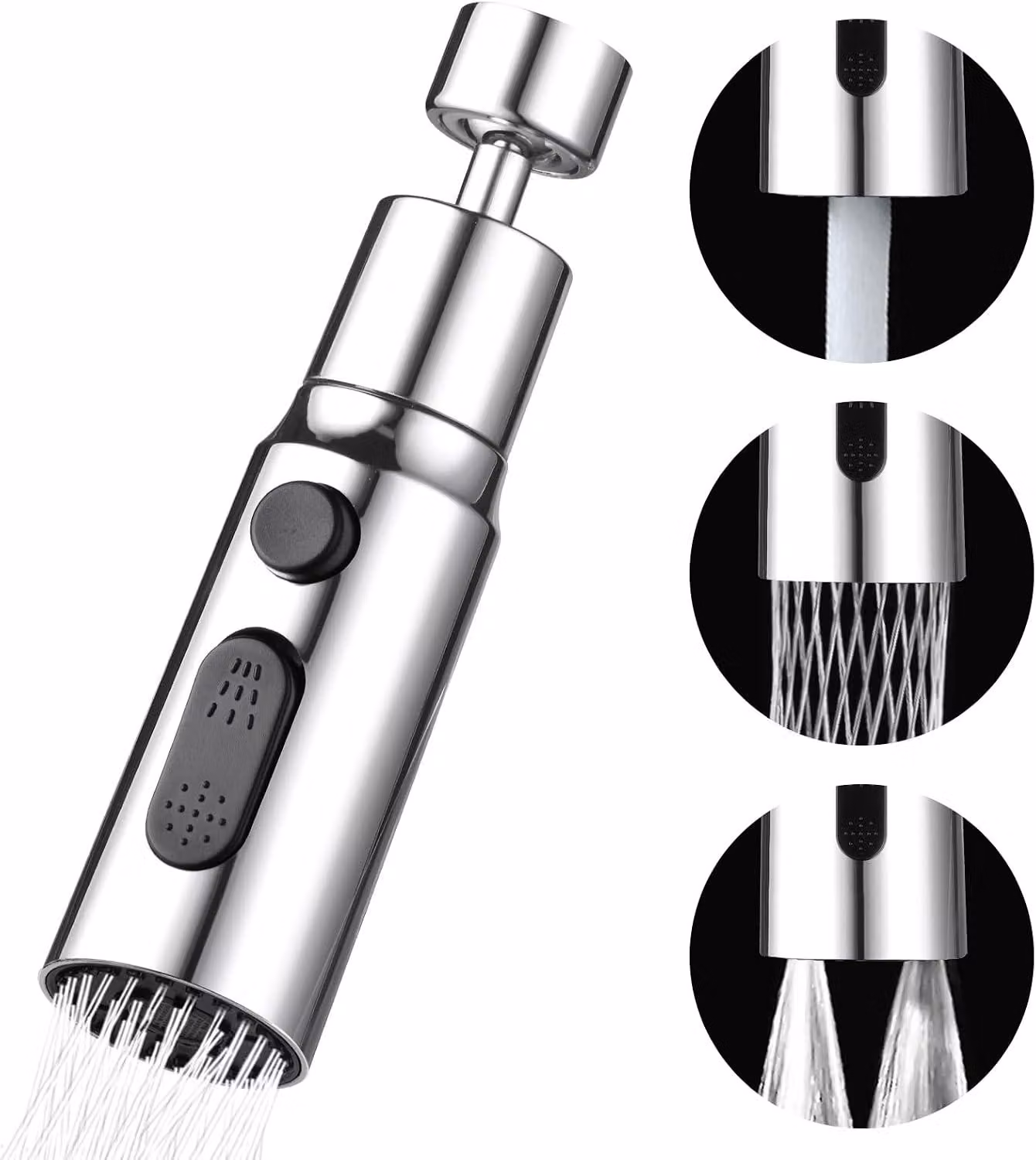Ugello per rubinetto da cucina - Rotazione a 360° - Attacco FM22 M24 - Sifone con 3 getti - Sostituzione del beccuccio aeratore - Aeratore - Accessori per rubinetti