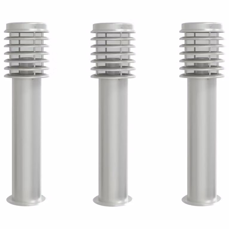 Lampade da Terra per Esterni 3 pz Nere 60 cm in Acciaio Inox