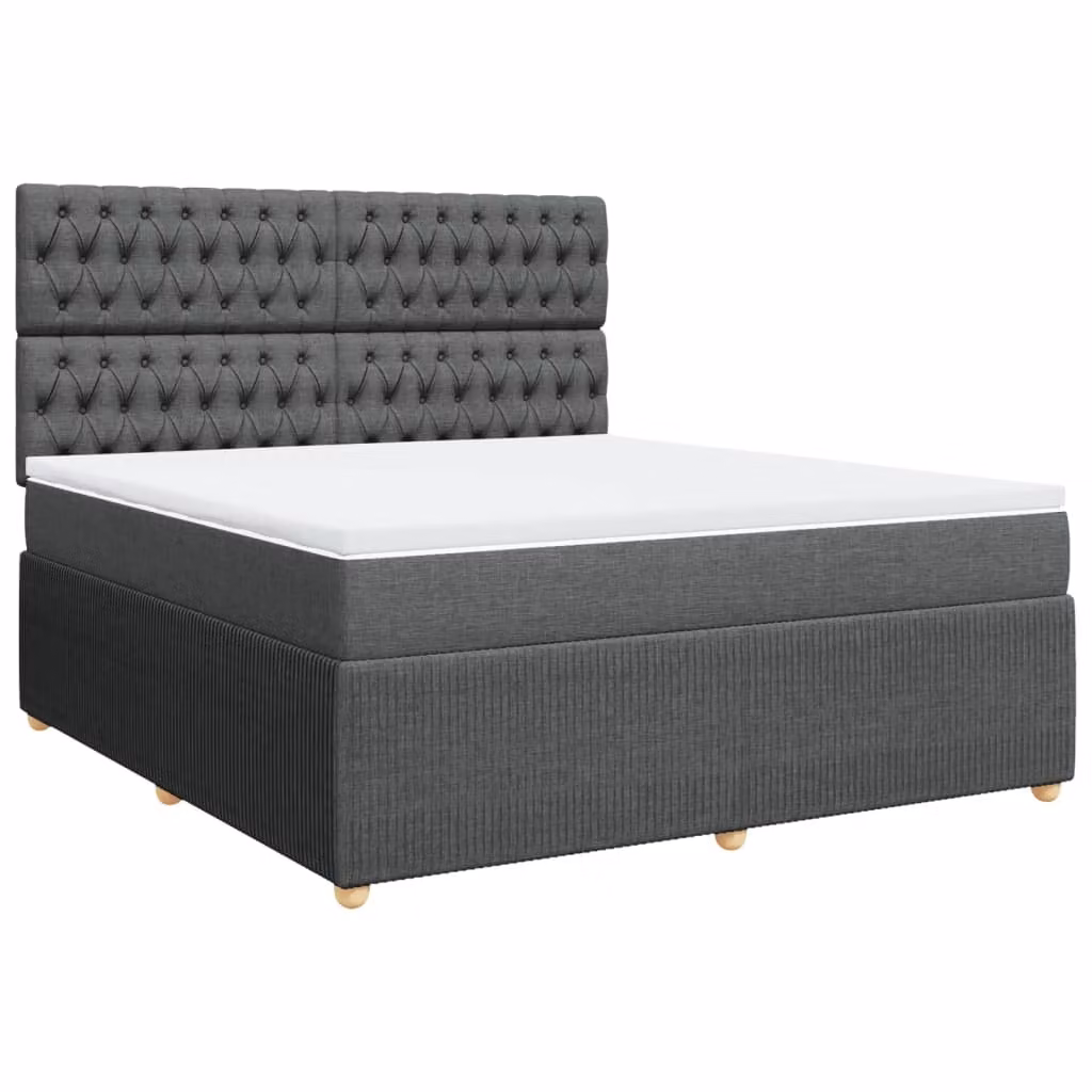 Giroletto a Molle con Materasso Grigio Scuro 180x200 cm Tessuto