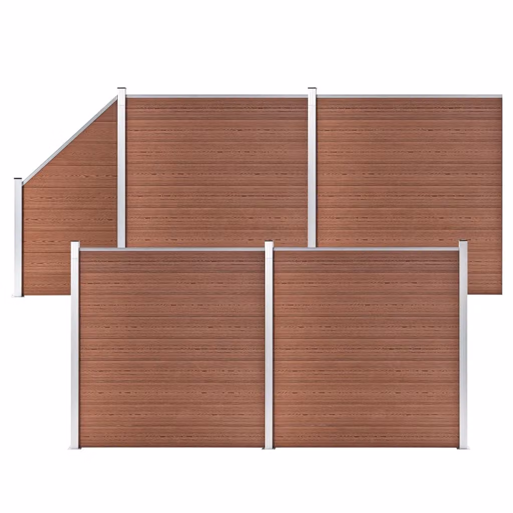 Maison Exclusive - Set di recinzione in WPC: 4 pannelli quadrati + 1 pannello obliquo, 792 x 186 cm, marrone