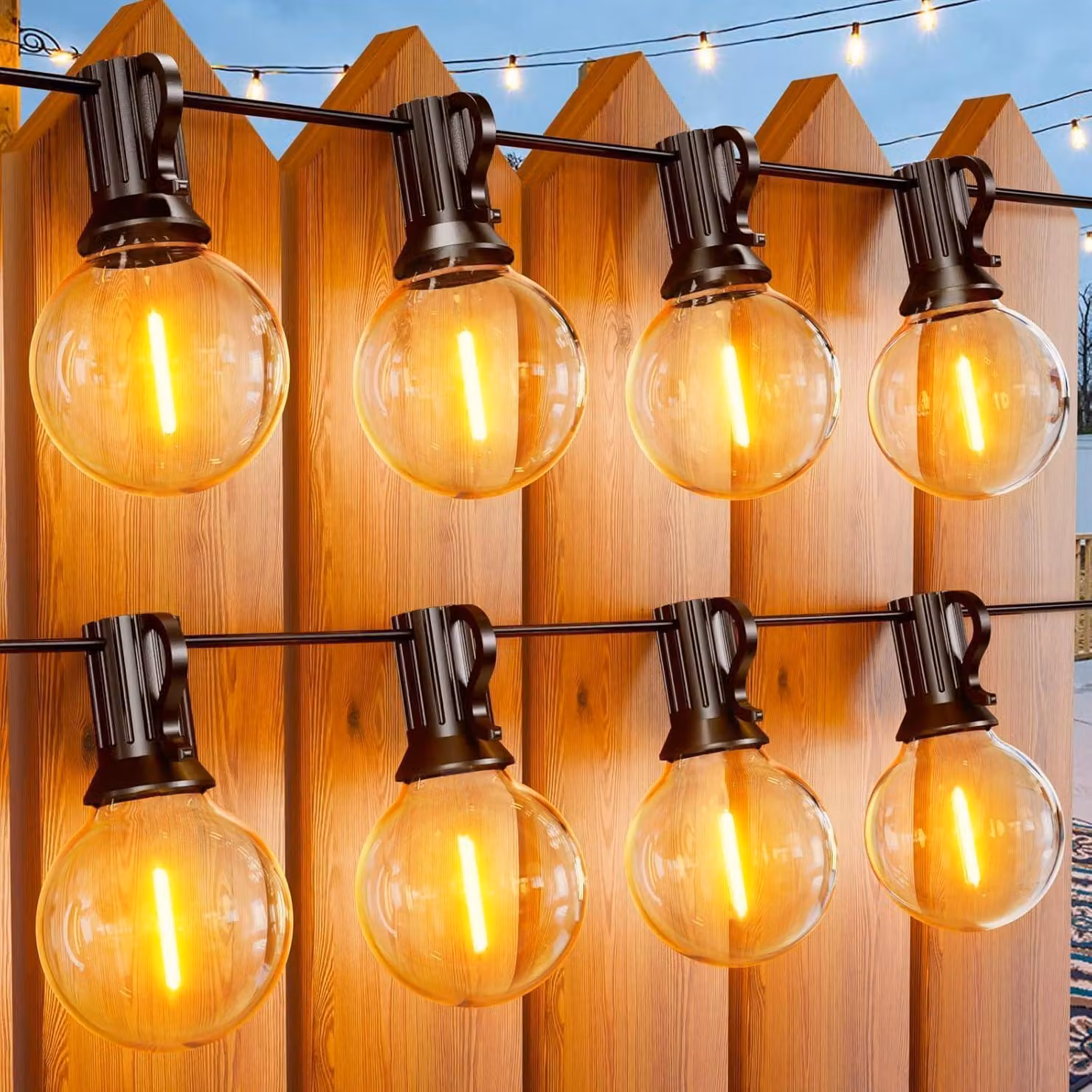 Catena luminosa a LED, 30 metri, luce bianca calda, impermeabile, con 46 luci più 4 luci aggiuntive