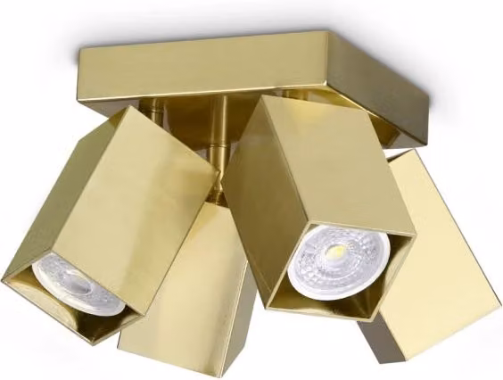 Plafoniera Ideal Lux Collezione DYNAMITE in ottone oro con 4 luci GU10 dimmerabile