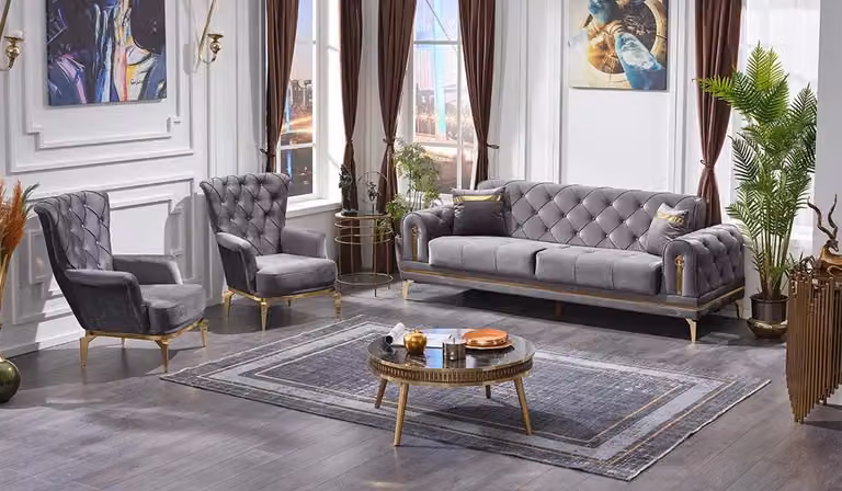 Couchgarnitur Sofa Set 3tlg Design 2x Sessel Chesterfield Sofa Dreisitzer