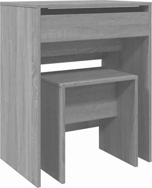 Toeletta con tavolo da trucco e sgabello in legno Grigio Sonoma L: 60 cm, P: 40 cm, H: 113,5 cm